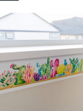 Confetti Bulletin Board Borders - Desert Cactus Design, White Backing